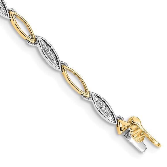 14k Yellow Gold Two-tone Diamond 7.5in Link Bracelet